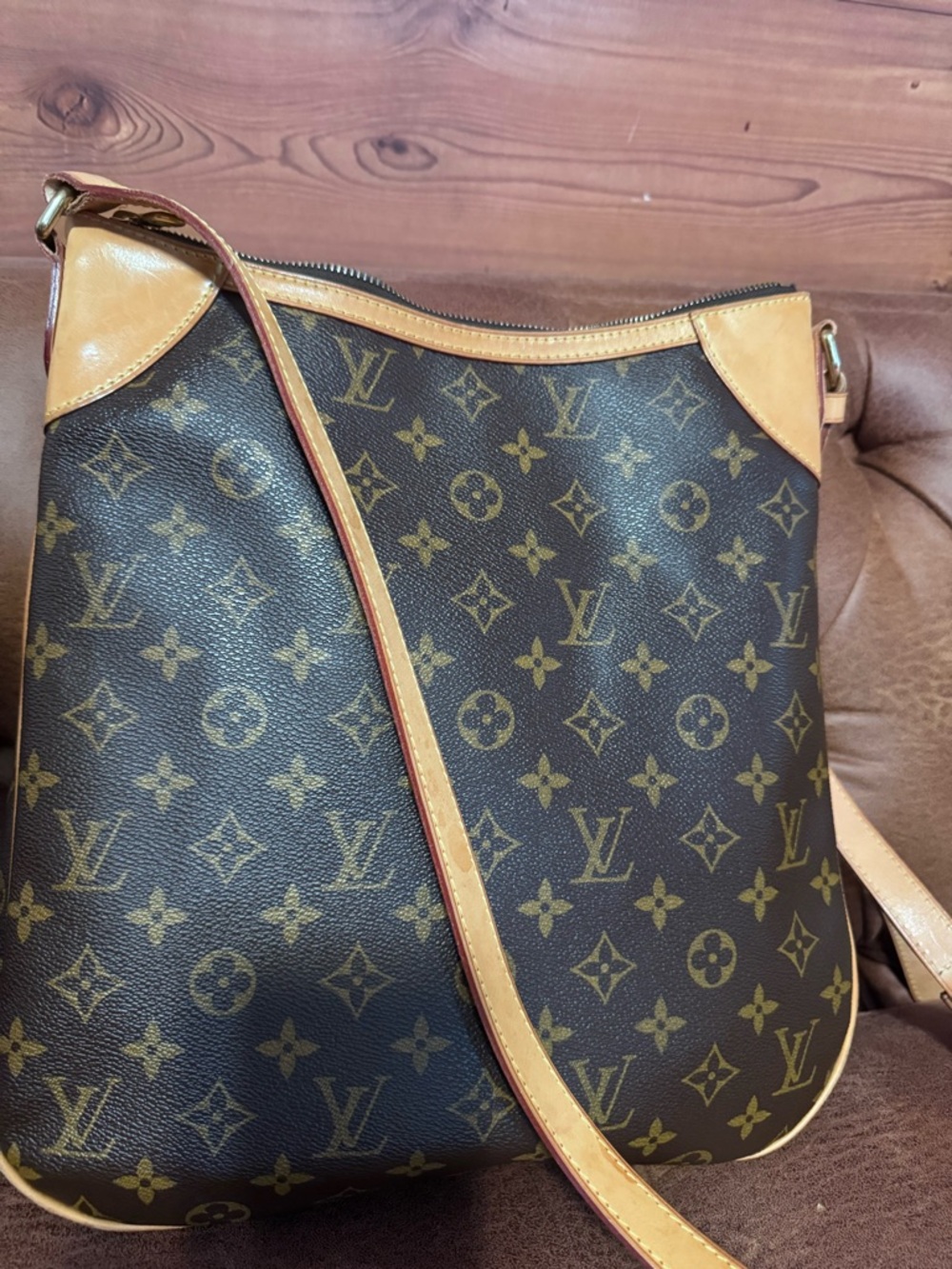 Louis Vuitton Monogram Shoulder Bag in Brown and Tan Leather Trim